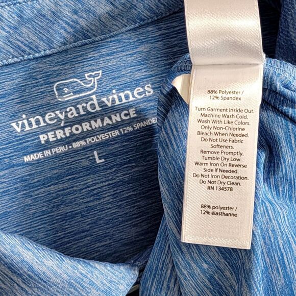 Vineyard Vines Performance Golf Polo Shirt Mens Large Heather Blue Short Sleeve - Picture 11 of 13